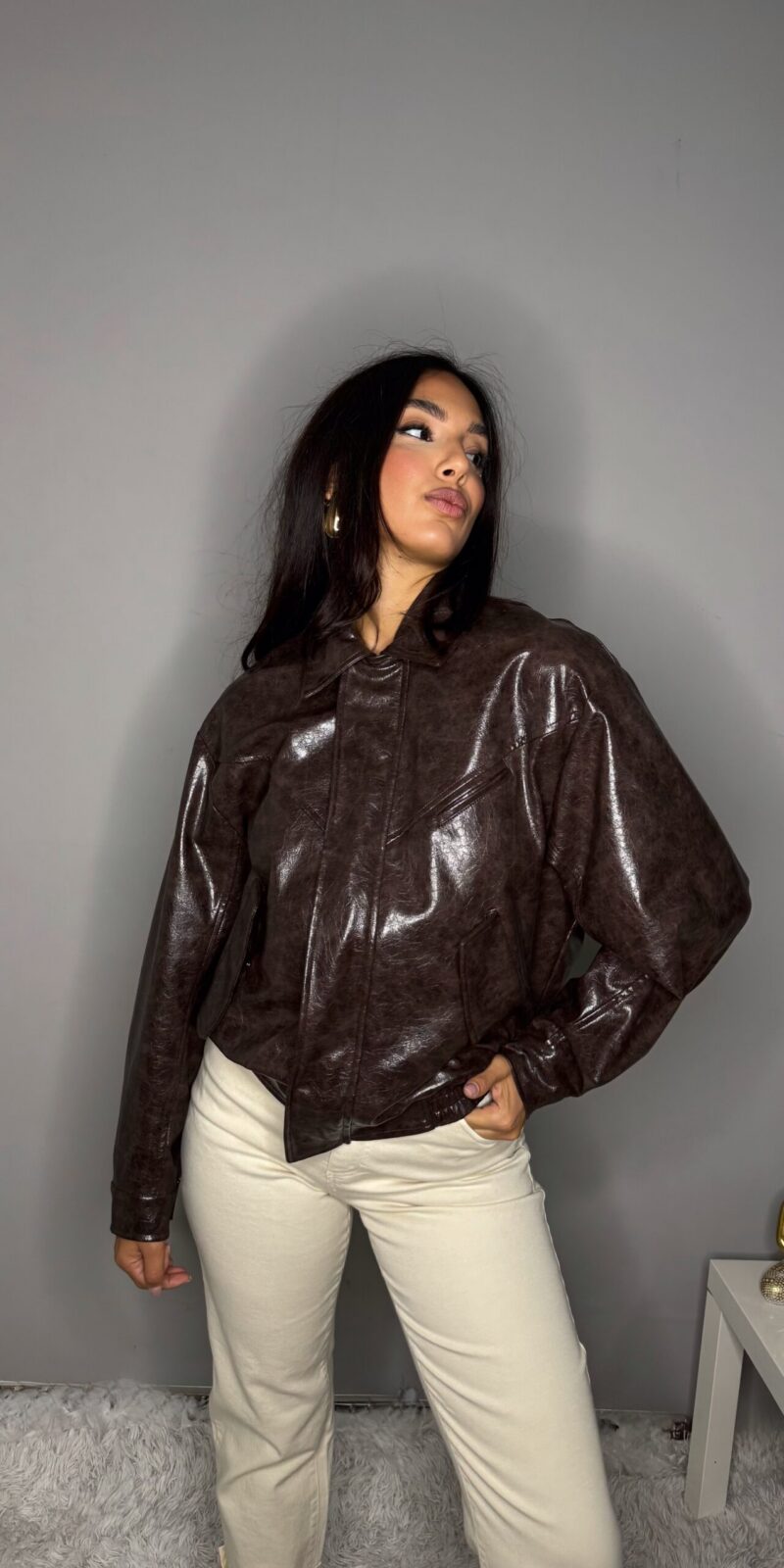 Giubbino Ecopelle Marrone Simona By Lumina