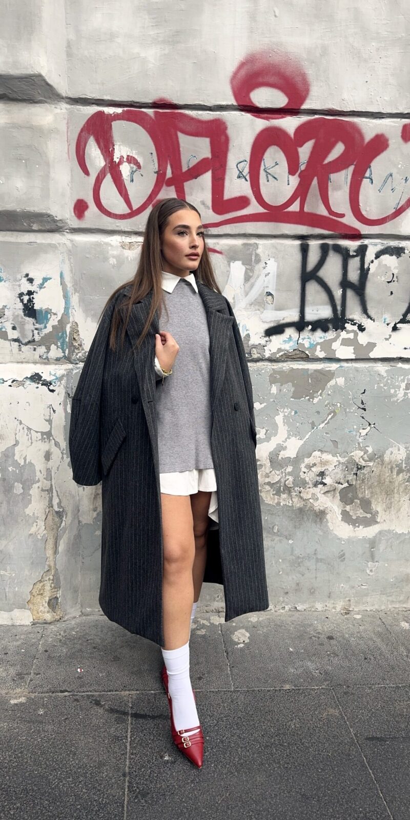 Cappotto Oversize Gessato Doppio Petto