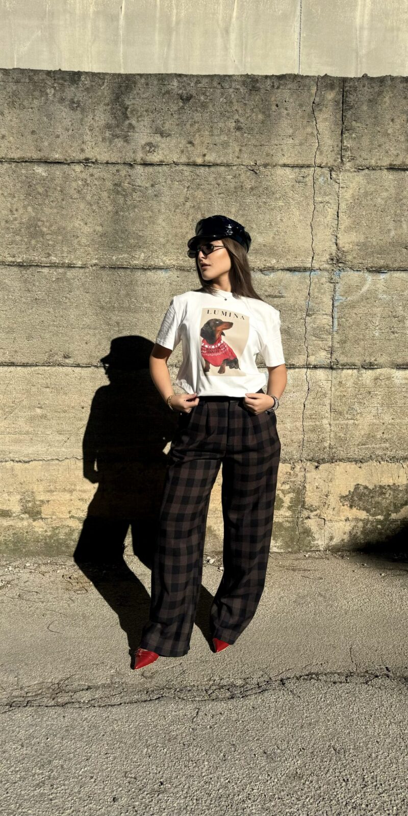 Pantalone A Quadri Cacao By Lumina