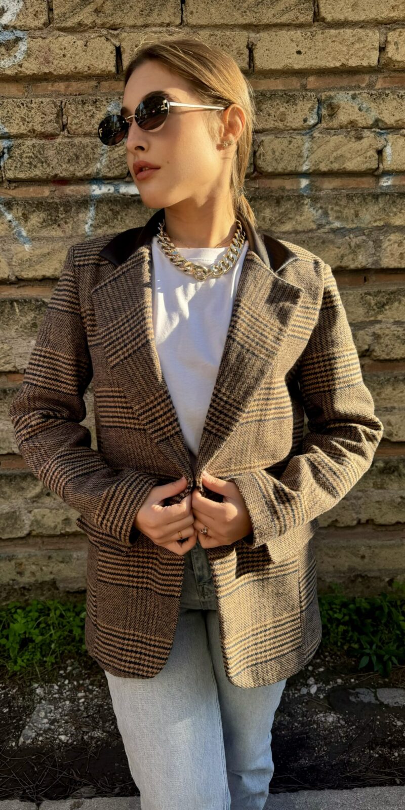 Blazer  Con Colletto In Pelle
