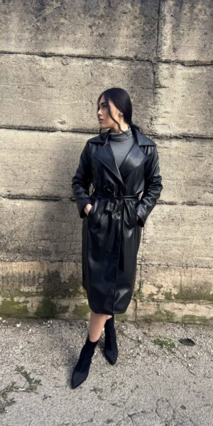 Trench In Eco-Pelle Felpato