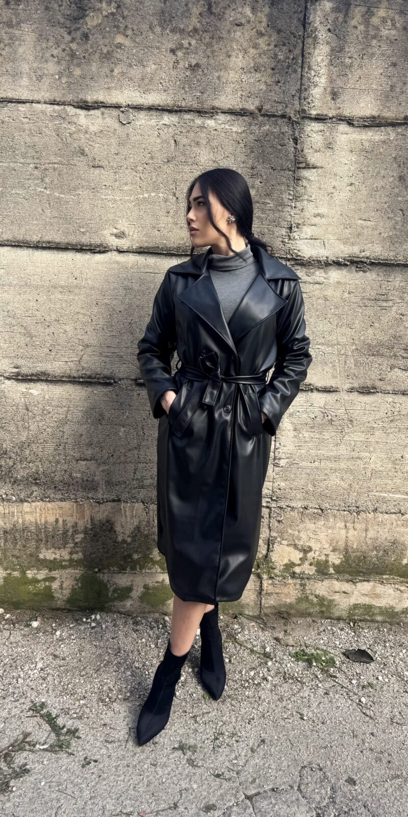 Trench In Eco-Pelle Felpato